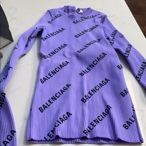 Purple Balenciaga Logo Long Sleeve Sweater